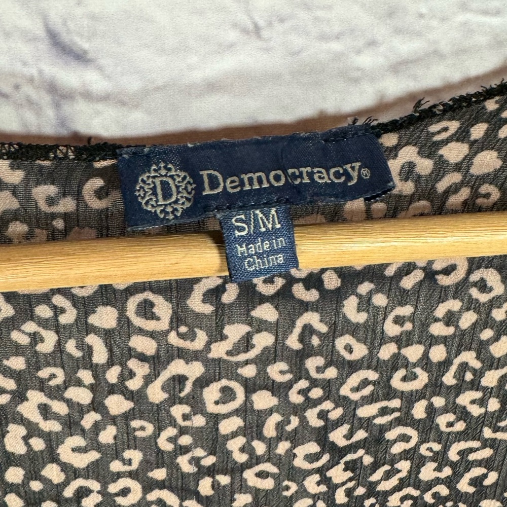 Democracy 3/4 sleeve double ruffle‎ stripe animal print kimono size small/medium - Picture 4 of 6